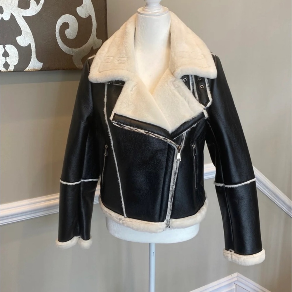 Faux Fur/Leather Moto Jacket